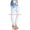 Sexy women blue and white skinny hole pent wholesale price jeans pants