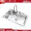 three faucet hole brushed finished double bowl stainless steel kitchen sink