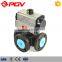 Pneumatic ball valve dn80 3 way flange end ball valve