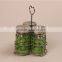 Set of 3 glass spice jar glass salt petter bottle with metal shelf