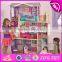 New design 11 pieces of furniture children pretend play wooden luxury toy house W06A226