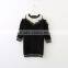 High quality child elegant white black patchwork long sweater with lace