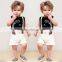 3 Piece Black Shirt White Pant Dress Model Clothes for Children Kids Boys