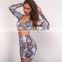 Runwaylover 021 Ladies Two Piece Suits , Deep V-Neck Crop Top And Mini Skirt