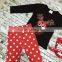 Christmas new design X-mas outfits baby kidswear reindeer leopard clothes red/white dot ruffle pant with accessories