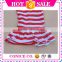 2015 hottest sale red stripe simple ruffle cotton knitted baby girls pants