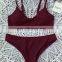 Factory OEM Women Solid Swimwear High Cut Bralette Bikini Brazilian