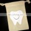 Personalized 4"x 6" tooth fairy kit drawstring cotton muslin bag
