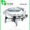 Low Price Restaurant & Hotel Cookware Roundness Stainless Steel Chafing Dish With Roll Top Lid