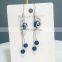 Long chic 8-9mm real fresh water solid 925 silver earring pearl