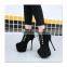 women beautiful attractive black color design high heel platform lace up zipper shoe ladies stiletto heel black ankle boot