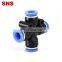 SNS SPXL Series pneumatic one touch quick connect 4 way plastic connector equal union cross air hose fitting