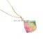 Rainbow Natural Stone Pendant Necklace Fashion Crystal Chakra Rock Necklace Gold Color Chain Quartz Long Necklace For Women