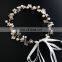 Elegant Bridal Wedding Hair Accessories Crystal Pearl Flower Girl Headband Ribbon Headpiece Hair Jewelry Accessories