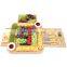 Bamboo Cheese Board and Knife Set Wooden Charcuterie Bamboo Platter & Serving Meat Tray w/Slide-Out Drawers