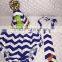 Blue Boys Cake Smash Chevron Outfit