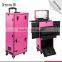 2016 PVC professional beauty makeup case with lighted mirror and drawers