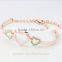 Fashion 18k Rose Gold Plated Three Heart Clear Austrian Crystal Bracelets & Bangles