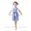 wholesale children girls summer dresses blue plaid cotton children wears baby girls garment freshness
