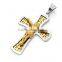 2016 New Hollow Out Stainless Steel 18K Gold Plated Jesus Cross High Polished Charm Pendant Retro Classic Catholic Necklace