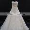 Scoop Neckline Embroidery Lace With Silver Thread Nice A-line Long Full Skirt Light Gold Wedding Dress
