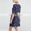 clothing manufacturers 3/4 sleeve sweetheart neckline floral print fashion dress