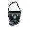Black Western Style Real Suede Leather Beaded Ladies Shoulder Hand Made
