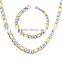 High Quality Mens Flat Gold Embossed Bracelet Stainless Steel Cuban Necklace Link Chain Jewelry