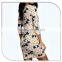 Women casual summer one piece cotton dress in chrysanthemums printed half sleeve bodycon dress 2016