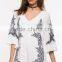 new style girls white bold embroidered floral cheap romper