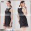 Black square pattern jagged edges cut-out crochet dress for ladies SR-D9786