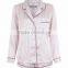 Pink Stripe Satin Shorts Pyjama Set With Pocket Front Design Women Pajama Adults Nightwear Made In China