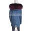 Myfur Women Warm Jeans Parka Chaqueta with Super Big Size Raccoon Fur Hood