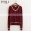 Popular Girl v-neck school uniform knit pullover for high school students