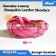 Official Flat Pink Sneaker Leather Metallic Laces Soft Italian Sheepskin Shoelaces for Luxurious Leather Sneakers