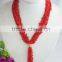 Simple and long costume jewelry necklace with red coral 2015 fahion design