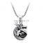 Fashionable New Dragon Shape With A Black Crystal Pendant Latest Design Antique Slivery Plated Chain Necklace