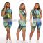 Fashion Summer Sexy Two Piece Tight T Shirt Print Shorts Sets For Women Two Piece