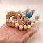Baby Nursing Cartoon Animal Wooden bracelet Teether Chew on Beads Teething ring crochet beads