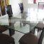 High quality rectangle tempered glass top dining table glass top