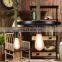 Black Iron Wheel Chandelier Hemp Rope Cable Pendant Light Modern Pendant Lamp