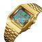 Skmei 1338 Men World Time Watches 30ATM Waterproof Luxury Dual Time Square Face Gold Wrist Watch