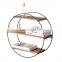 Modern Design Round Metal Frame Floating Wood Wall Shelf With Custom Logo 20x7.5x20 Inches