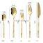 Kitchen Spoon Fork Wedding Bamboo Handle Stainless Steel Silverware Cutlery Set Gold Flatware