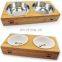 Dog and Cat Basic Feeding and Water Bowl Bamboo Pets Feeder Stand with Stainless Steel or Ceramic Bowls