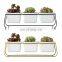 Modern Simple Style Iron Frame Rectangle Ceramic Three Pots Ins Green Plants Succulent Creative Flower Pot Set