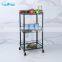 3 Tier Rolling Utility Cart with Wheels Multifunctional Metal Storage Cart Organizer Adjustable Trolley Cart with Handle