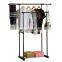 Stainless steel clothes rack double pole telescopic clothes rack on both sides floor clothes rack