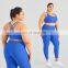 Plus Size High Quality 2 Pieces Ribbed Yoga Gym Fitness Set Butt Lift Leggings Sport Suit