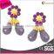 new design cheap gold plating purple crystal flower shape bulk earrings